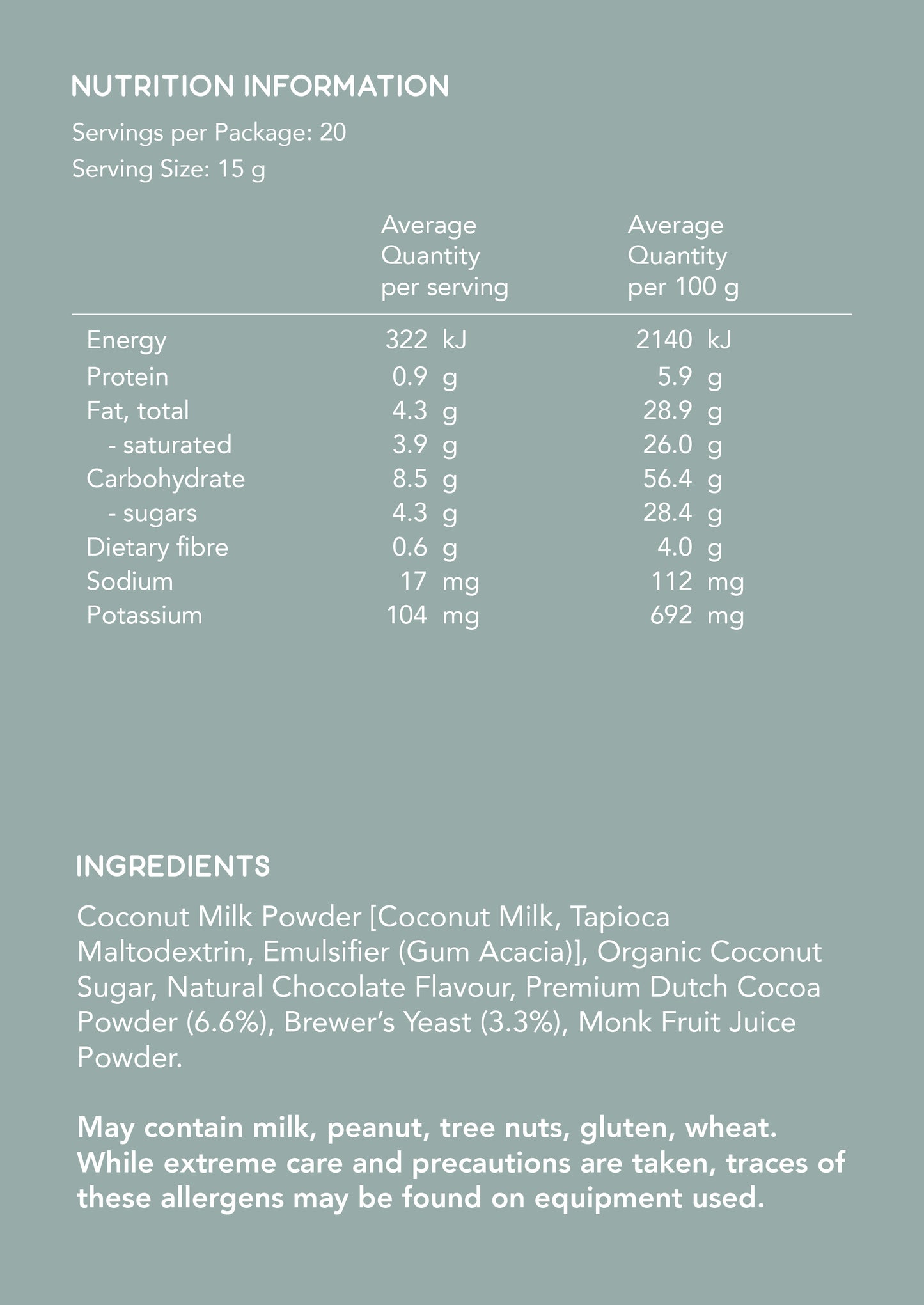 Oat-free Chocolate Lactation Blend sample