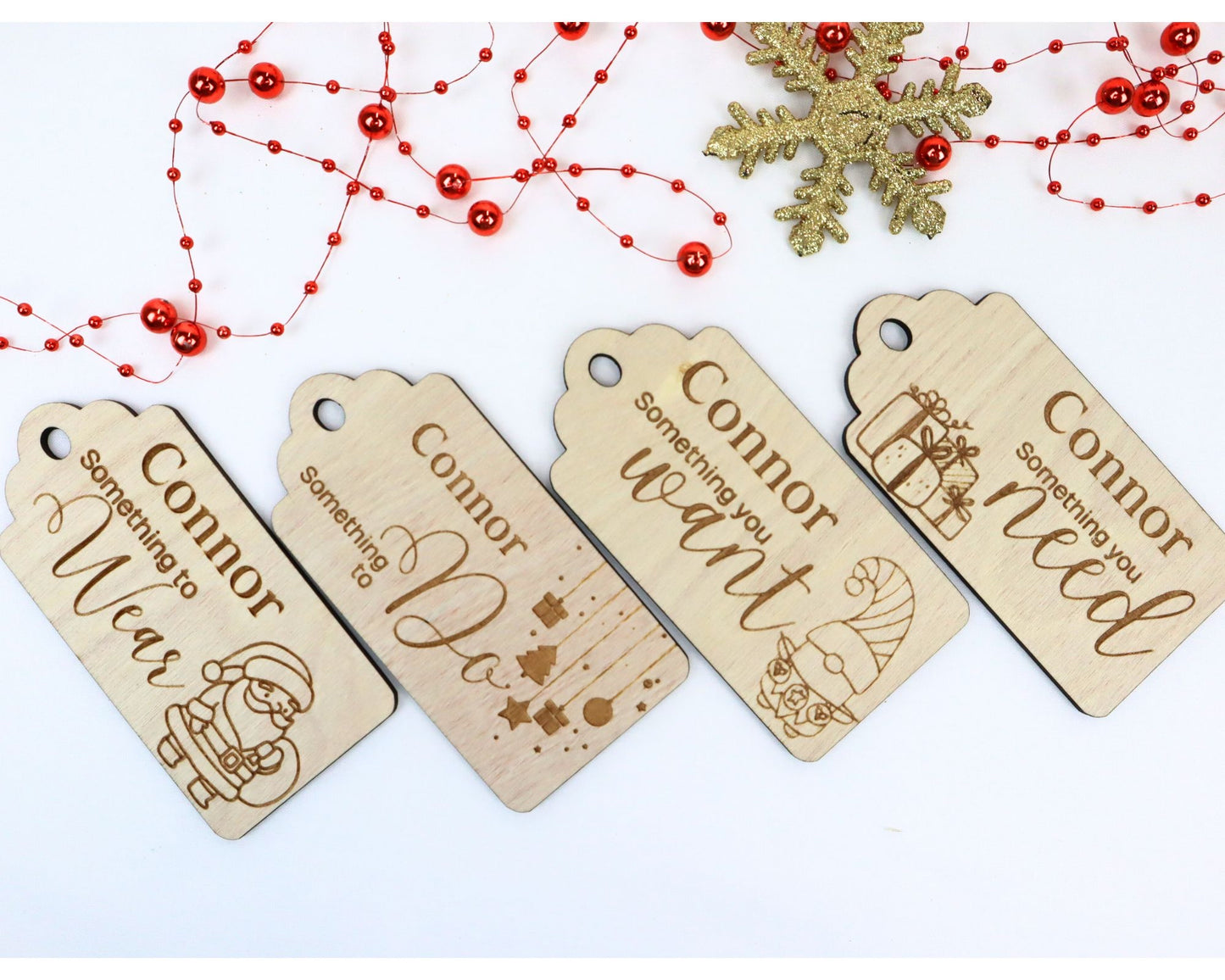 Gift Tags: Want . Need . Wear . Read . Set of 4