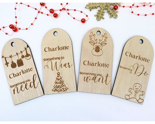 Gift Tags: Want . Need . Wear . Read . Set of 4